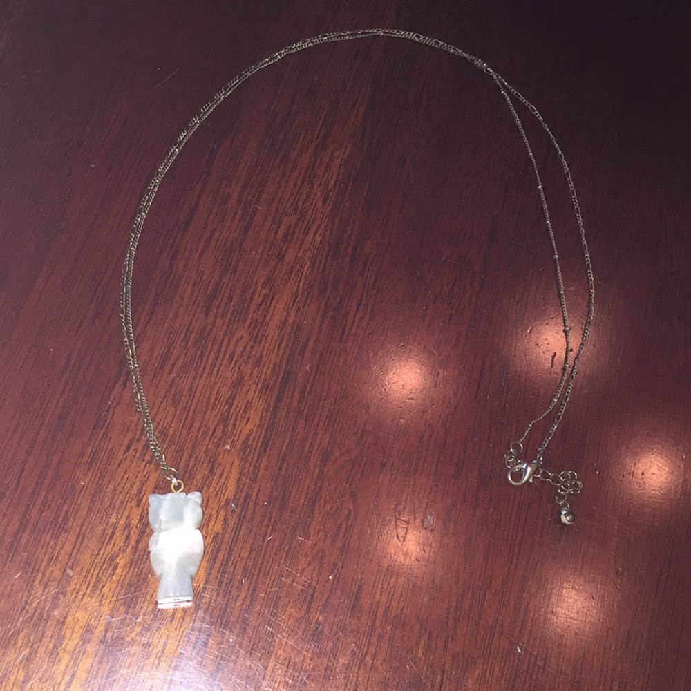 Jade owl pendant necklace